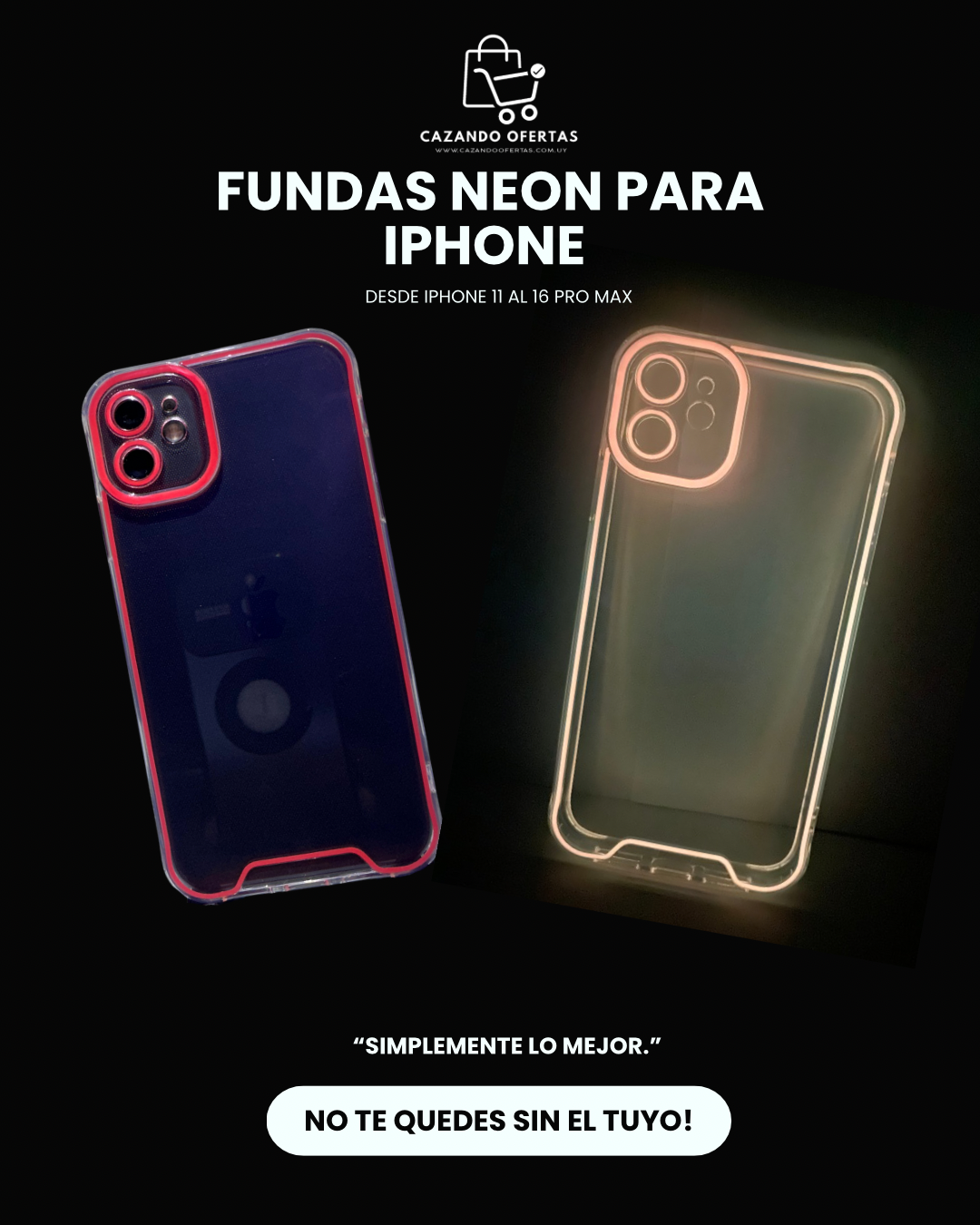 Fundas Neón para iPhone 11 al 16 Pro Max – Brillan en la Oscuridad