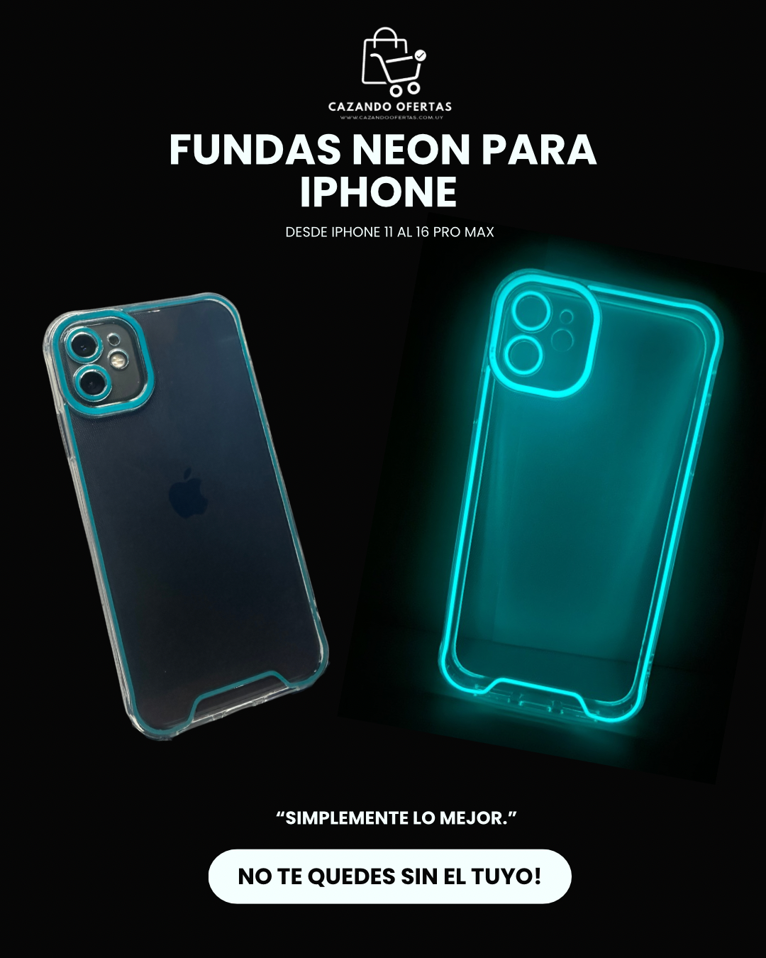 Fundas Neón para iPhone 11 al 16 Pro Max – Brillan en la Oscuridad