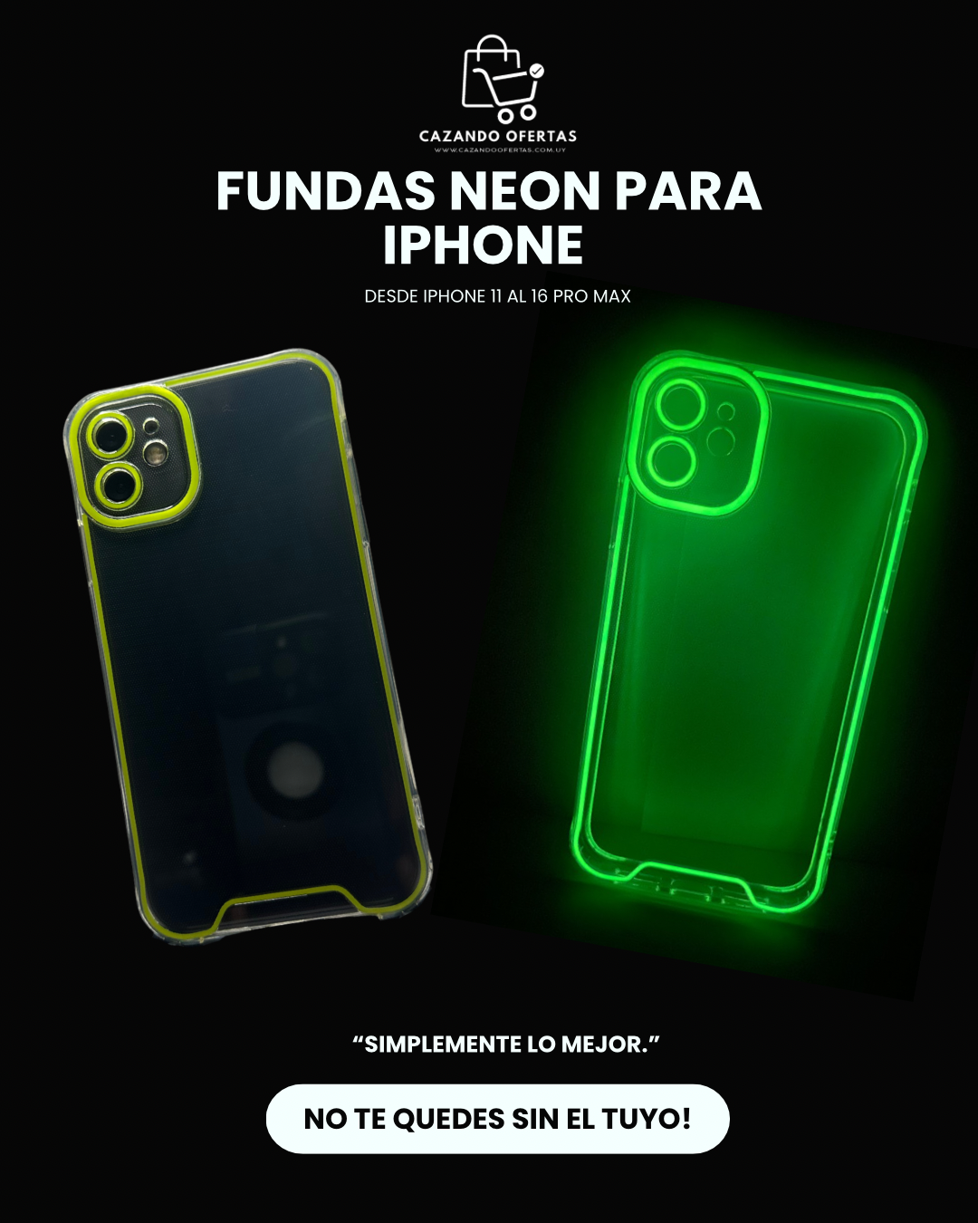 Fundas Neón para iPhone 11 al 16 Pro Max – Brillan en la Oscuridad