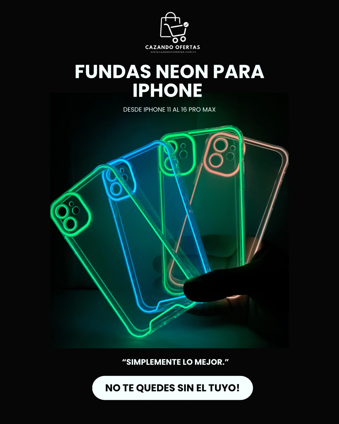 Fundas Neón para iPhone 11 al 16 Pro Max – Brillan en la Oscuridad